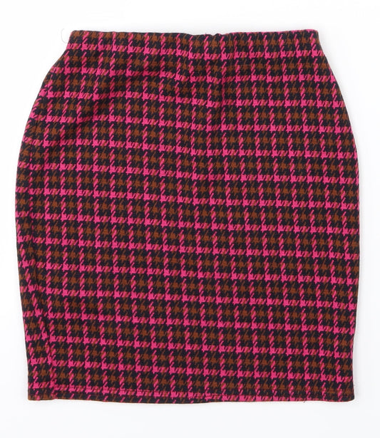 New Look Womens Pink Plaid  A-Line Skirt Size 8