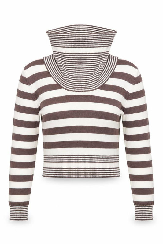 West One Womens Beige Striped  Pullover Jumper Size 10