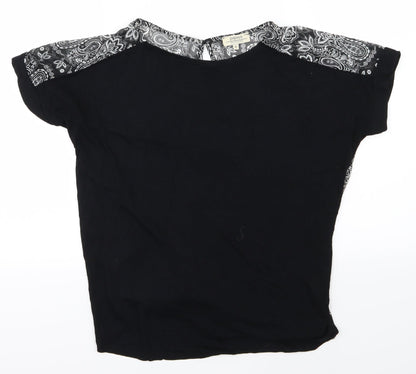 Womens UK Size 8 Papaya Black Basic Blouse