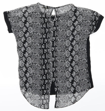 Womens UK Size 8 Papaya Black Basic Blouse