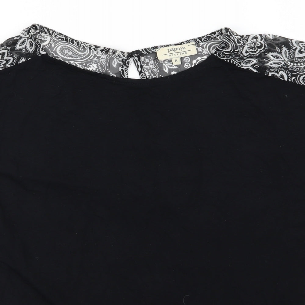 Womens UK Size 8 Papaya Black Basic Blouse
