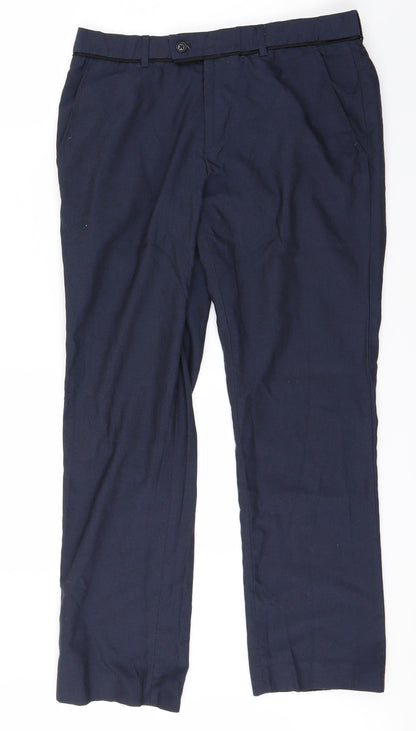 Mens UK Size M Cedar Wood State Regular Fit Dress Pants Blue Trousers