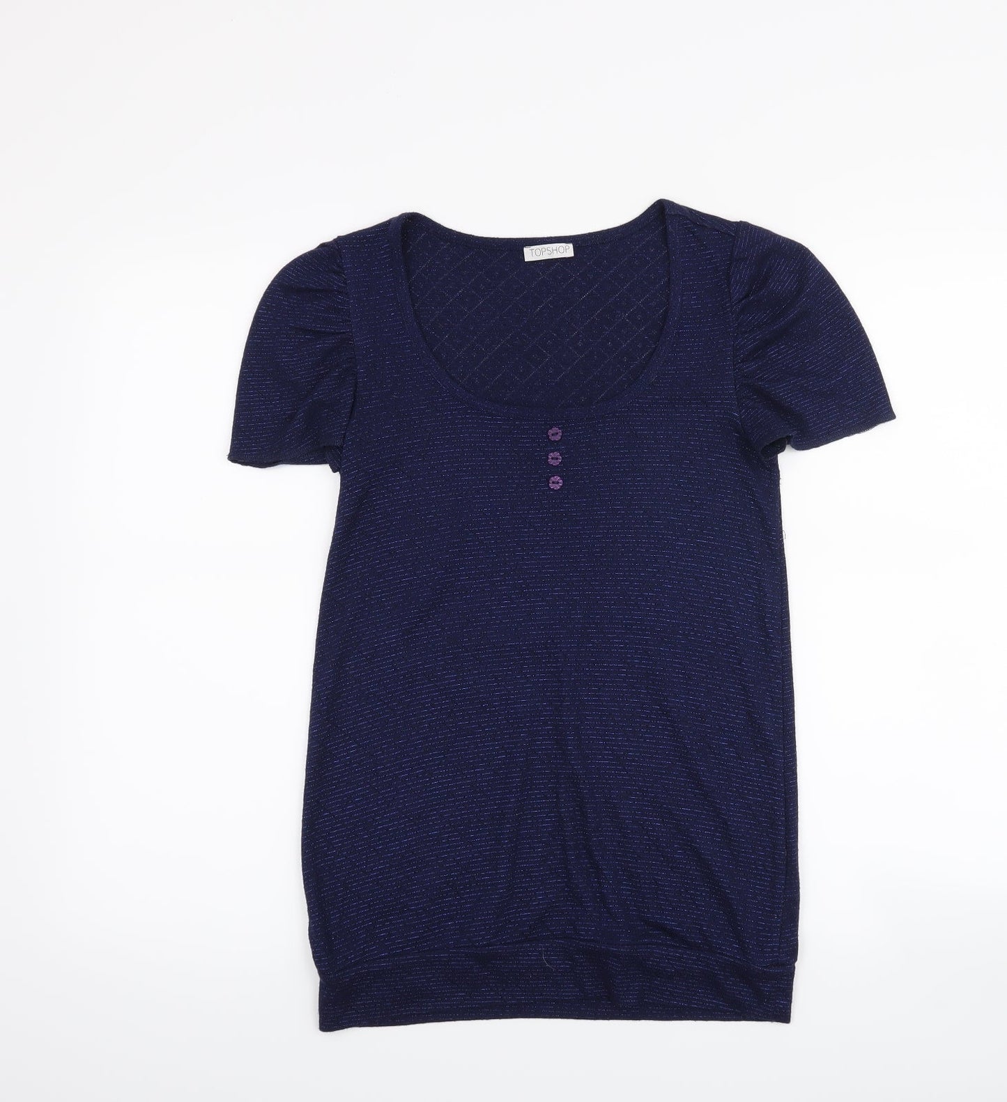 Womens UK Size 10 Topshop Blue Basic T-Shirt