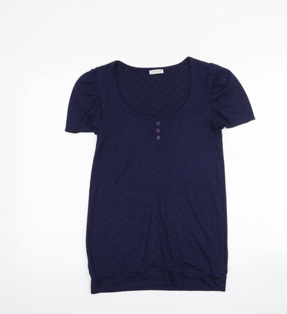 Womens UK Size 10 Topshop Blue Basic T-Shirt