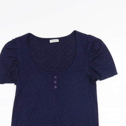 Womens UK Size 10 Topshop Blue Basic T-Shirt