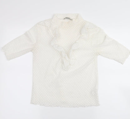 Womens UK Size L Stradivarius White Basic Blouse