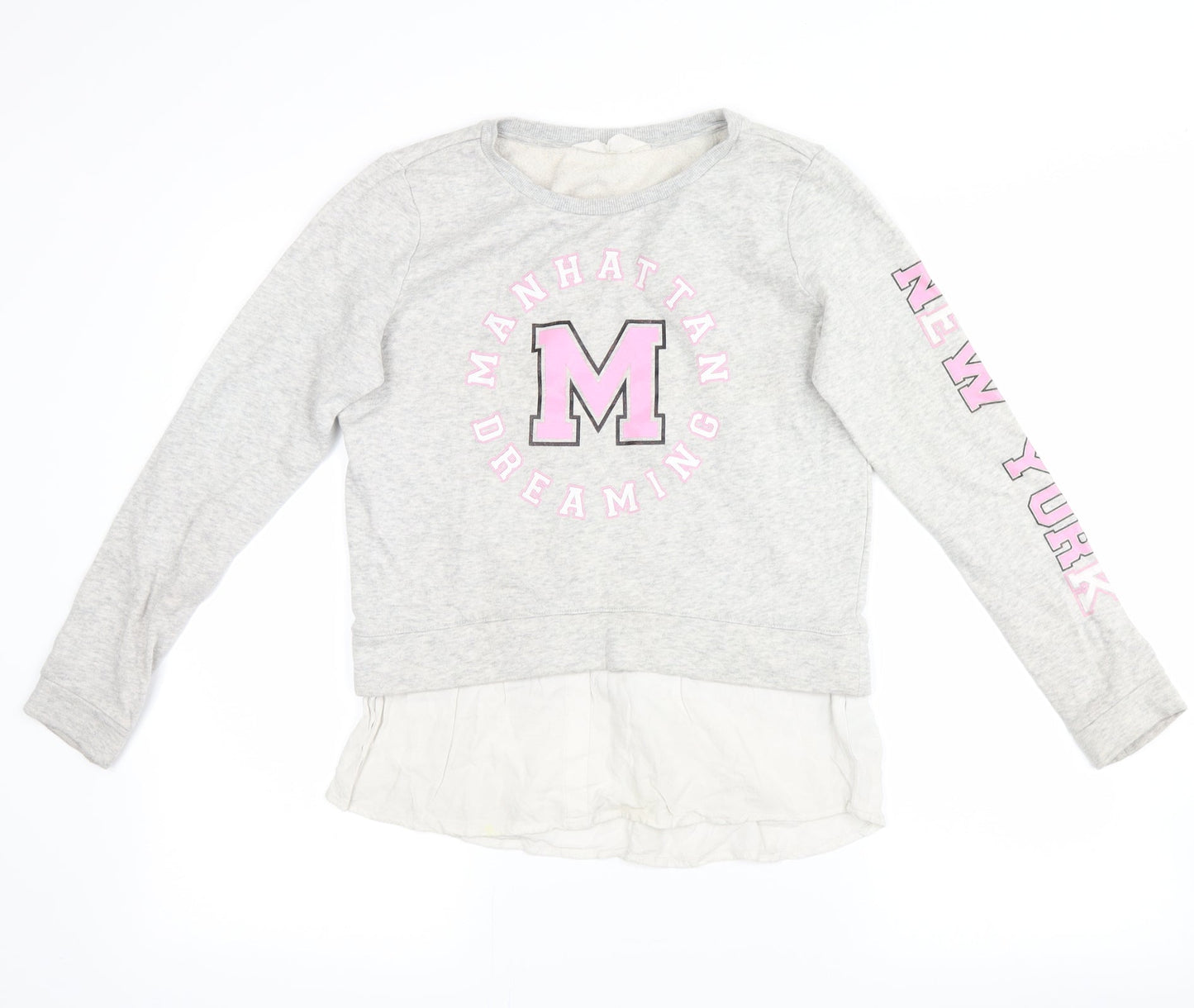 H&M Girls Grey   Pullover Hoodie Size 10-11 Years  - manhatten dreaming