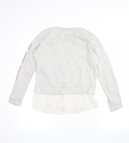 H&M Girls Grey   Pullover Hoodie Size 10-11 Years  - manhatten dreaming