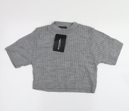 PRETTYLITTLETHING Womens Grey   Pullover Jumper Size S