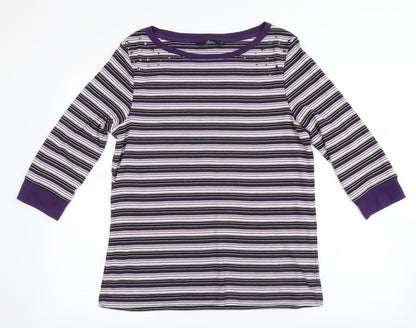 bm casual Womens Purple Striped  Pullover Jumper Size M