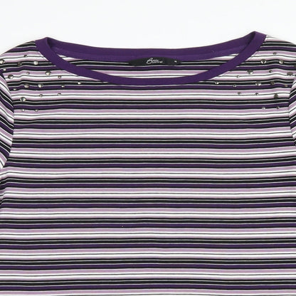 bm casual Womens Purple Striped  Pullover Jumper Size M