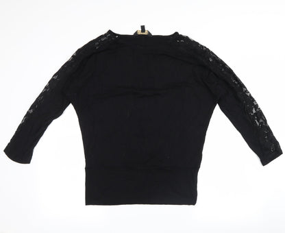 Lipsey Womens Black Floral  Basic Blouse Size 8