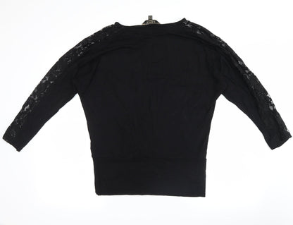 Lipsey Womens Black Floral  Basic Blouse Size 8