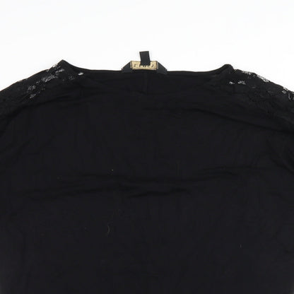 Lipsey Womens Black Floral  Basic Blouse Size 8