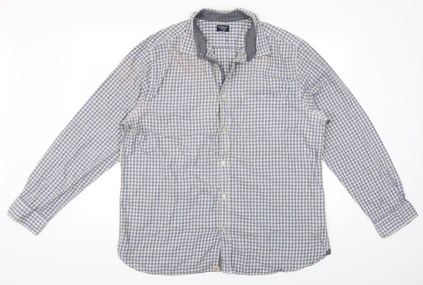 Mens UK Size XL boston crew Grey  Button-Up Long Sleeve Casual Shirt