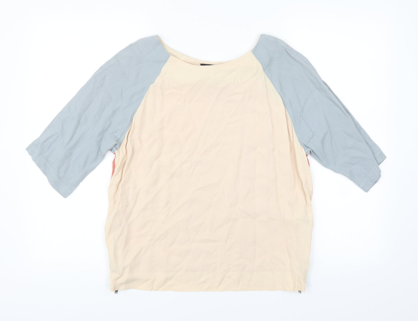 Womens UK Size 6 Topshop Beige Basic T-Shirt