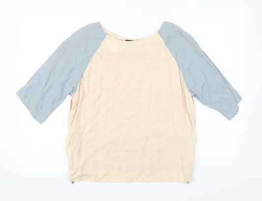 Womens UK Size 6 Topshop Beige Basic T-Shirt
