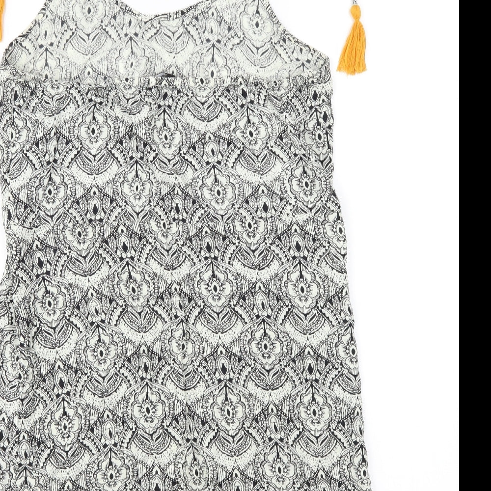 Missguided Womens Black Geometric  A-Line  Size 10