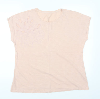 Womens UK Size 14 Debenhams Pink Basic T-Shirt