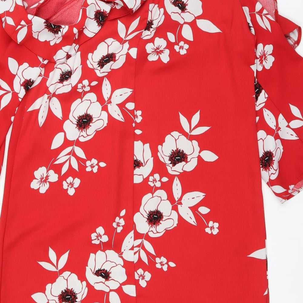 George Womens Red Floral  A-Line  Size 10