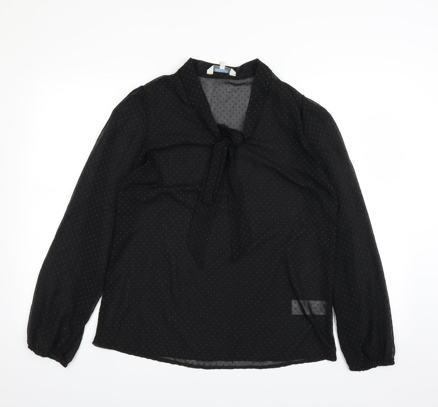 Womens UK Size 12 Peacocks Black Basic Blouse