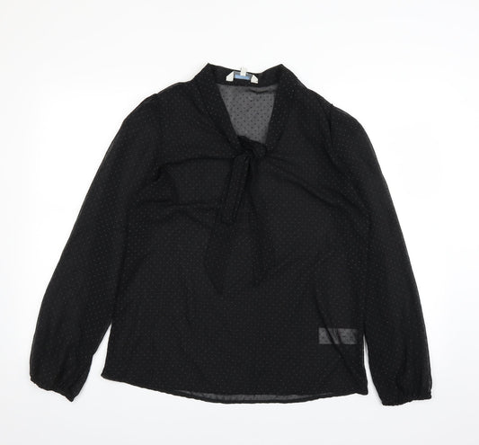 Womens UK Size 12 Peacocks Black Basic Blouse