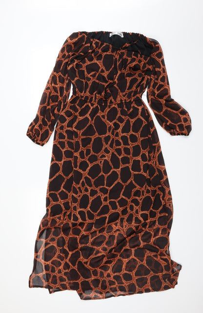 Lost Stock Womens Black Animal Print  A-Line  Size S