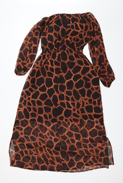 Lost Stock Womens Black Animal Print  A-Line  Size S