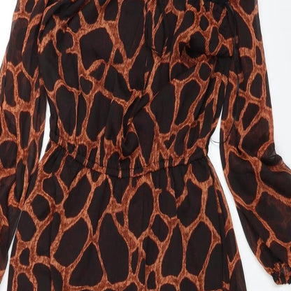 Lost Stock Womens Black Animal Print  A-Line  Size S