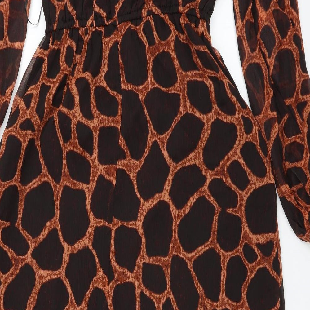 Lost Stock Womens Black Animal Print  A-Line  Size S