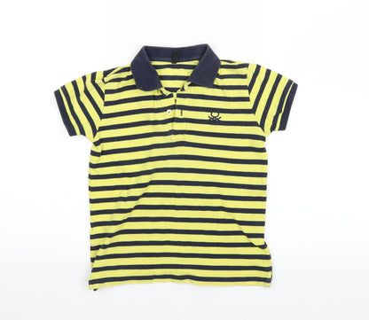 Preworn Boys Yellow Striped  Basic Polo Size M