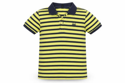 Preworn Boys Yellow Striped  Basic Polo Size M