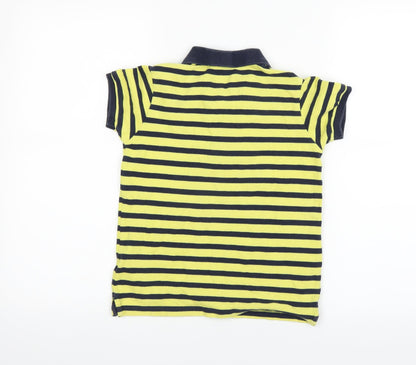 Preworn Boys Yellow Striped  Basic Polo Size M