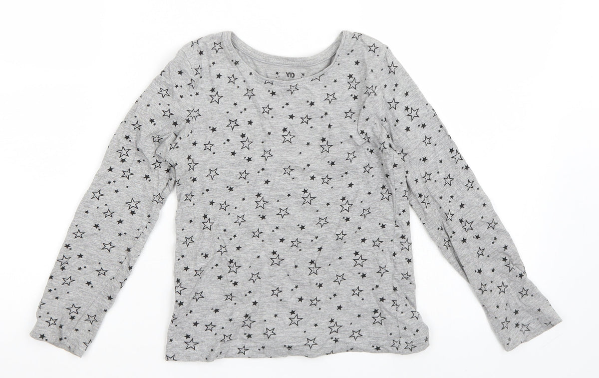 Primark Girls Grey   Basic T-Shirt Size 8-9 Years  - Star pattern