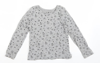 Primark Girls Grey   Basic T-Shirt Size 8-9 Years  - Star pattern