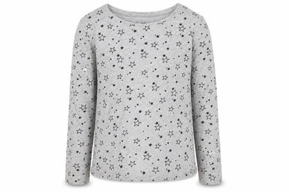 Primark Girls Grey   Basic T-Shirt Size 8-9 Years  - Star pattern