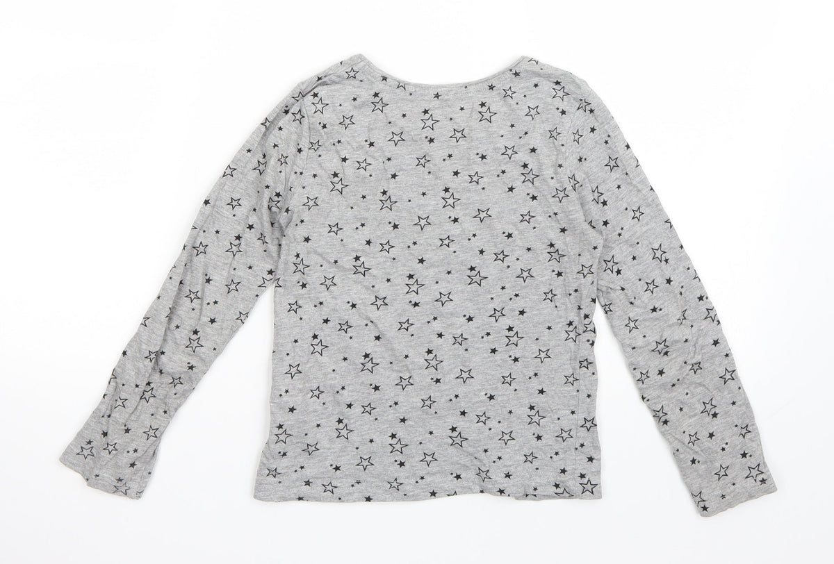 Primark Girls Grey   Basic T-Shirt Size 8-9 Years  - Star pattern