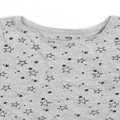 Primark Girls Grey   Basic T-Shirt Size 8-9 Years  - Star pattern