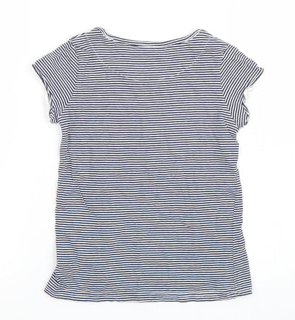 H&M Girls Blue Striped  Basic T-Shirt Size 7-8 Years