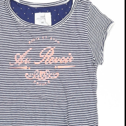 H&M Girls Blue Striped  Basic T-Shirt Size 7-8 Years