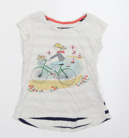 Jillian's Closet Girls White Striped  Basic T-Shirt Size 6 Years