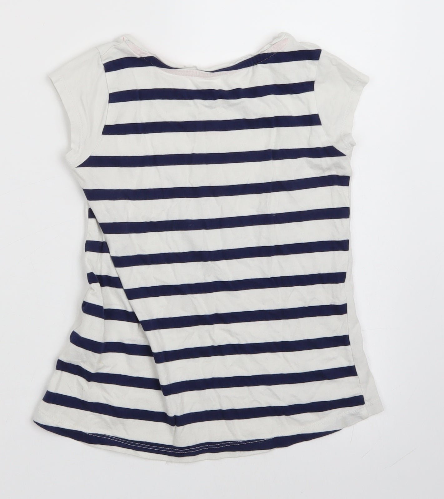 Jillian's Closet Girls White Striped  Basic T-Shirt Size 6 Years