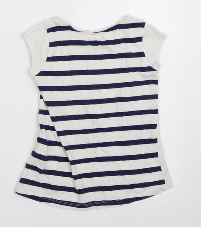 Jillian's Closet Girls White Striped  Basic T-Shirt Size 6 Years