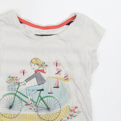 Jillian's Closet Girls White Striped  Basic T-Shirt Size 6 Years