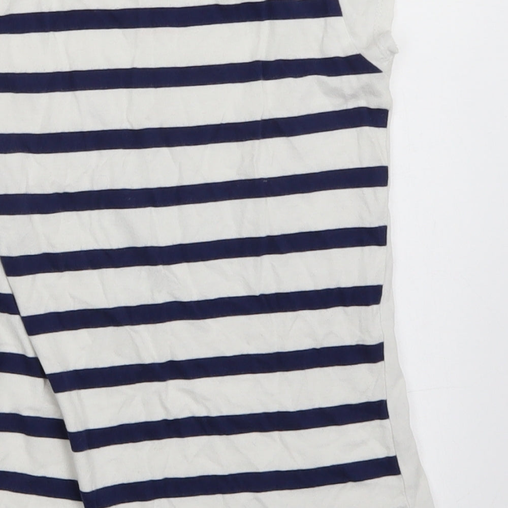 Jillian's Closet Girls White Striped  Basic T-Shirt Size 6 Years