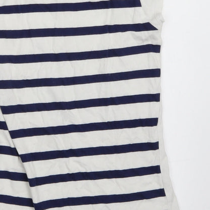 Jillian's Closet Girls White Striped  Basic T-Shirt Size 6 Years