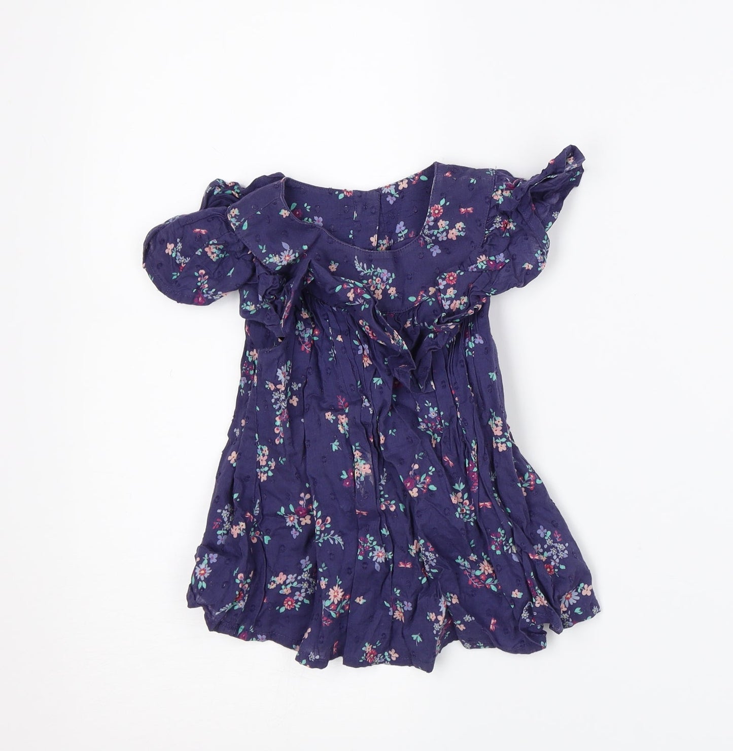 Mothercare Girls Blue Floral  A-Line  Size 18-24 Months