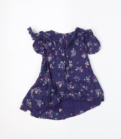 Mothercare Girls Blue Floral  A-Line  Size 18-24 Months