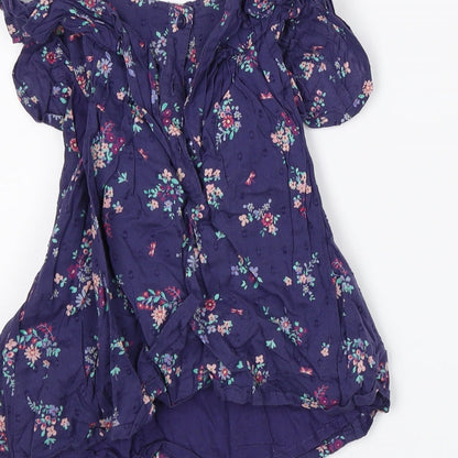 Mothercare Girls Blue Floral  A-Line  Size 18-24 Months
