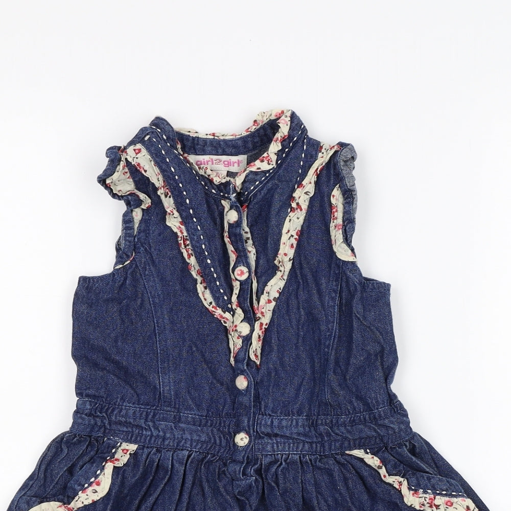 Girl2Girl Girls Blue  Denim Shirt Dress  Size 2-3 Years